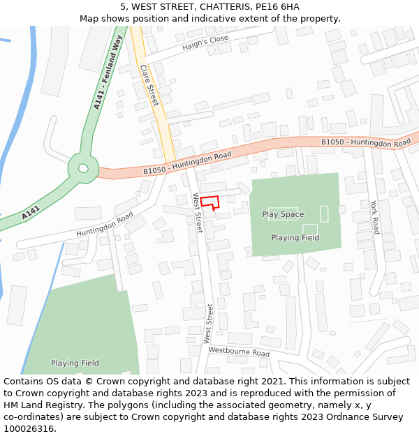 5, WEST STREET, CHATTERIS, PE16 6HA: Location map and indicative extent of plot