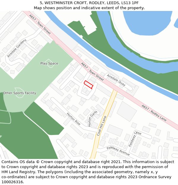 5, WESTMINSTER CROFT, RODLEY, LEEDS, LS13 1PF: Location map and indicative extent of plot