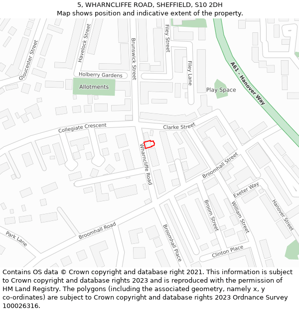 5, WHARNCLIFFE ROAD, SHEFFIELD, S10 2DH: Location map and indicative extent of plot