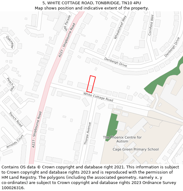 5, WHITE COTTAGE ROAD, TONBRIDGE, TN10 4PU: Location map and indicative extent of plot