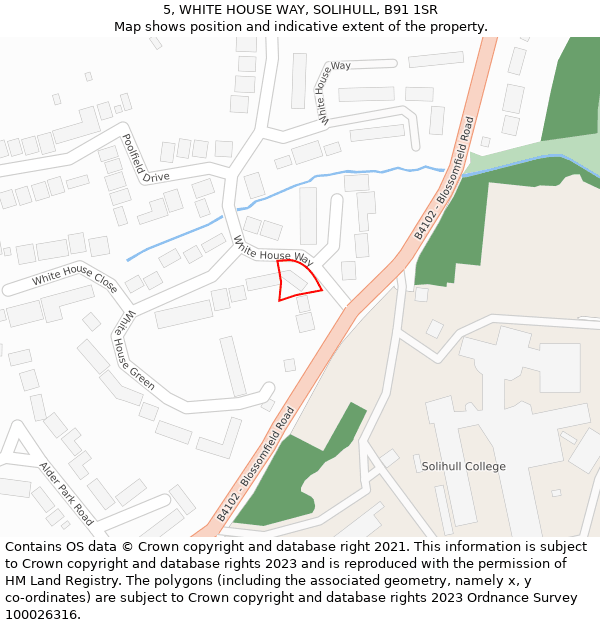5, WHITE HOUSE WAY, SOLIHULL, B91 1SR: Location map and indicative extent of plot