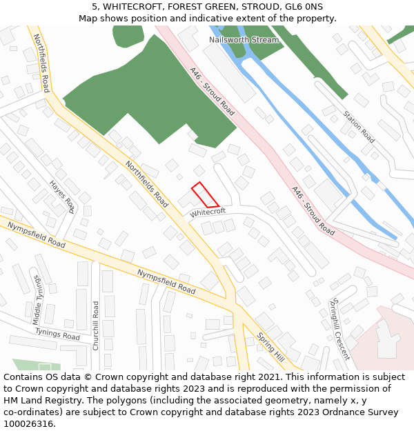 5, WHITECROFT, FOREST GREEN, STROUD, GL6 0NS: Location map and indicative extent of plot