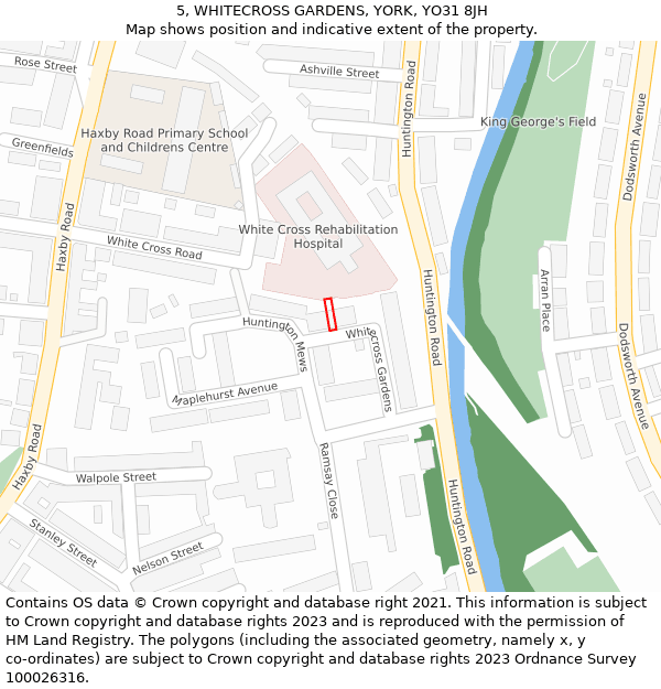 5, WHITECROSS GARDENS, YORK, YO31 8JH: Location map and indicative extent of plot