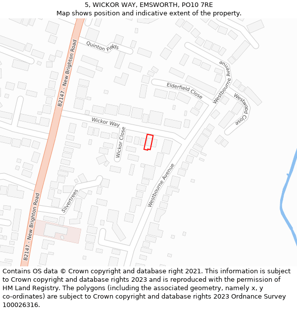 5, WICKOR WAY, EMSWORTH, PO10 7RE: Location map and indicative extent of plot