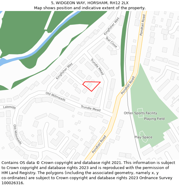 5, WIDGEON WAY, HORSHAM, RH12 2LX: Location map and indicative extent of plot