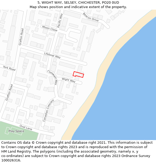 5, WIGHT WAY, SELSEY, CHICHESTER, PO20 0UD: Location map and indicative extent of plot