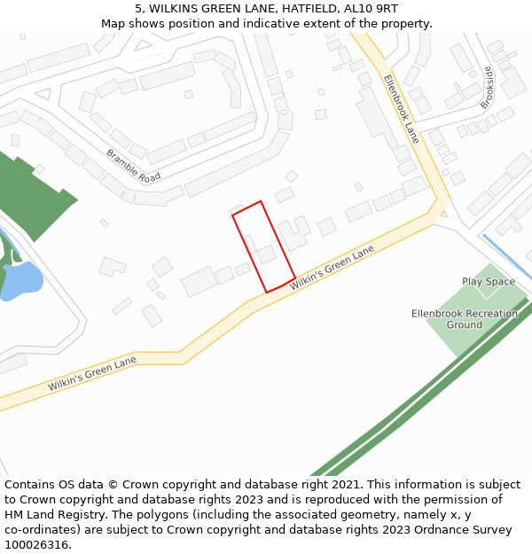 5, WILKINS GREEN LANE, HATFIELD, AL10 9RT: Location map and indicative extent of plot