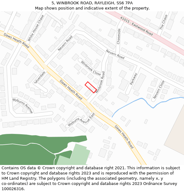 5, WINBROOK ROAD, RAYLEIGH, SS6 7PA: Location map and indicative extent of plot