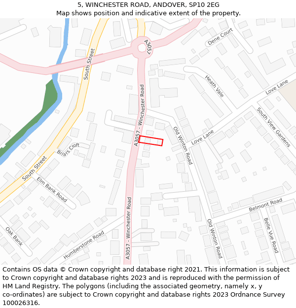 5, WINCHESTER ROAD, ANDOVER, SP10 2EG: Location map and indicative extent of plot