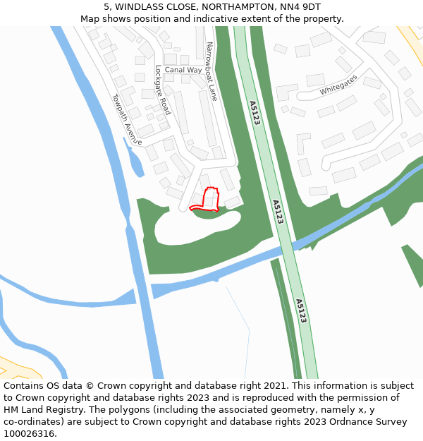 5, WINDLASS CLOSE, NORTHAMPTON, NN4 9DT: Location map and indicative extent of plot