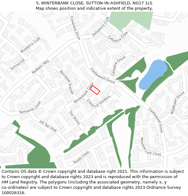 5, WINTERBANK CLOSE, SUTTON-IN-ASHFIELD, NG17 1LS: Location map and indicative extent of plot