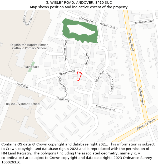 5, WISLEY ROAD, ANDOVER, SP10 3UQ: Location map and indicative extent of plot