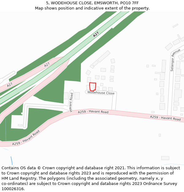 5, WODEHOUSE CLOSE, EMSWORTH, PO10 7FF: Location map and indicative extent of plot