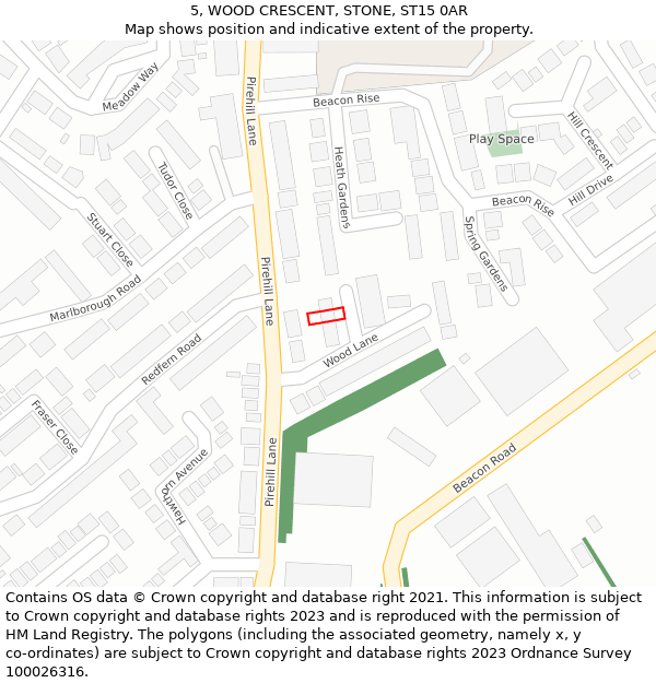 5, WOOD CRESCENT, STONE, ST15 0AR: Location map and indicative extent of plot