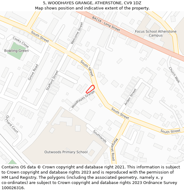 5, WOODHAYES GRANGE, ATHERSTONE, CV9 1DZ: Location map and indicative extent of plot