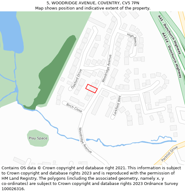 5, WOODRIDGE AVENUE, COVENTRY, CV5 7PN: Location map and indicative extent of plot