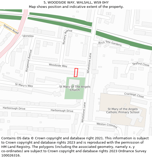 5, WOODSIDE WAY, WALSALL, WS9 0HY: Location map and indicative extent of plot