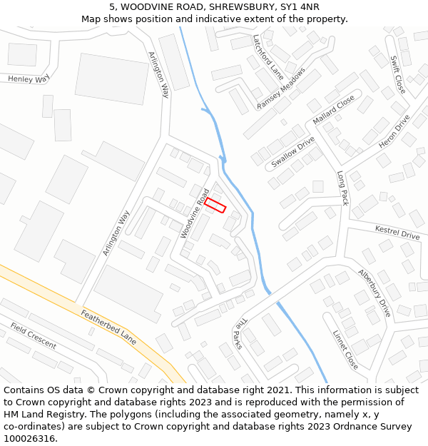 5, WOODVINE ROAD, SHREWSBURY, SY1 4NR: Location map and indicative extent of plot