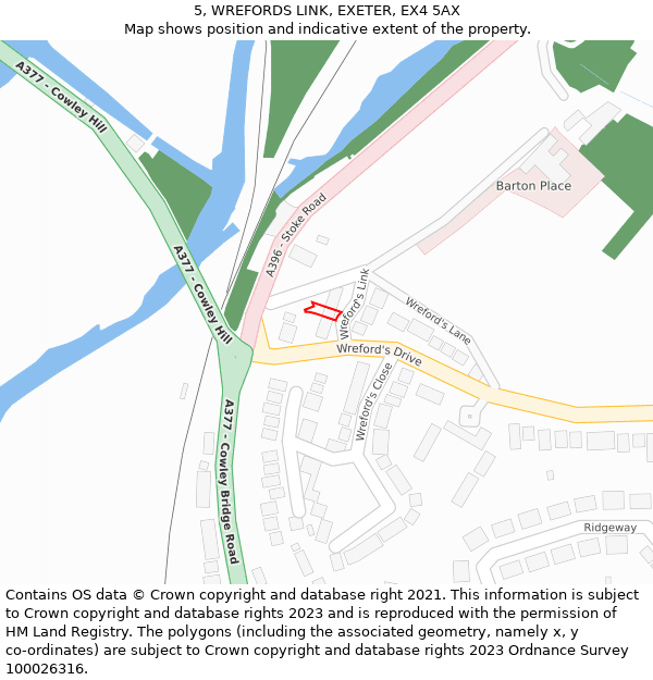 5, WREFORDS LINK, EXETER, EX4 5AX: Location map and indicative extent of plot