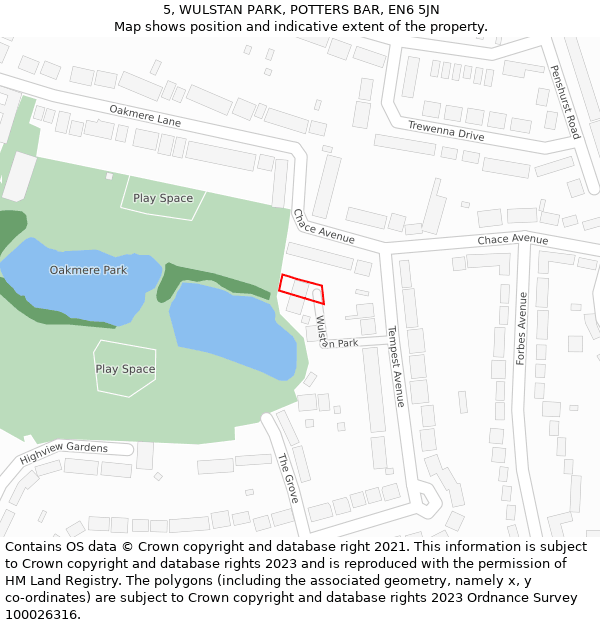 5, WULSTAN PARK, POTTERS BAR, EN6 5JN: Location map and indicative extent of plot