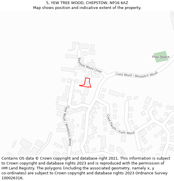 5, YEW TREE WOOD, CHEPSTOW, NP16 6AZ: Location map and indicative extent of plot