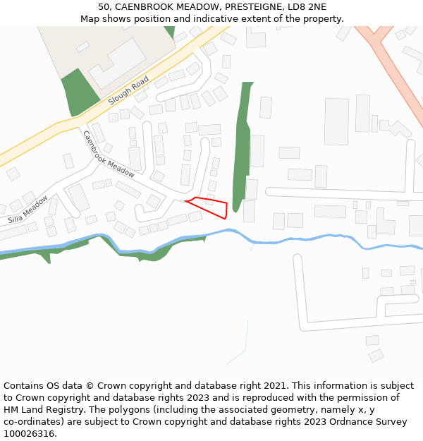 50, CAENBROOK MEADOW, PRESTEIGNE, LD8 2NE: Location map and indicative extent of plot