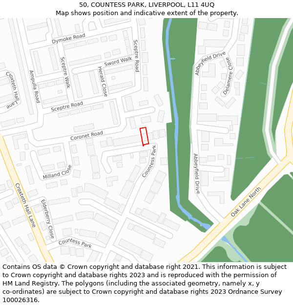 50, COUNTESS PARK, LIVERPOOL, L11 4UQ: Location map and indicative extent of plot