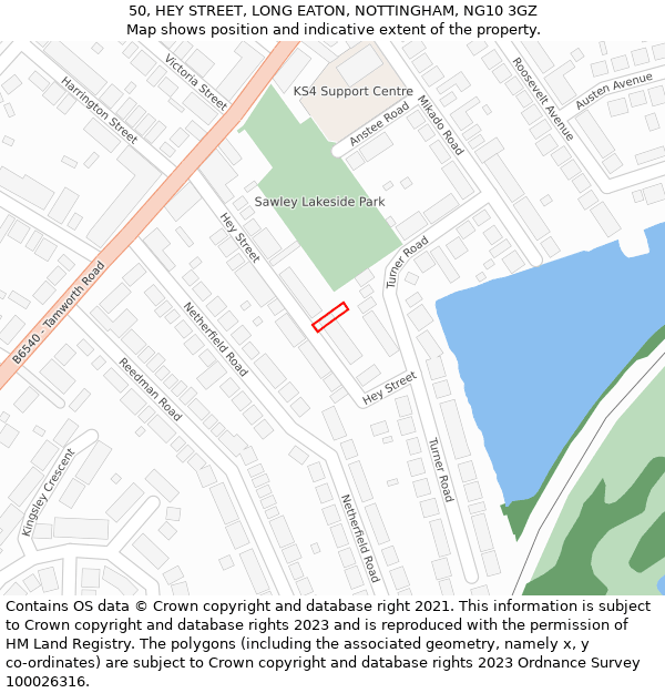 50, HEY STREET, LONG EATON, NOTTINGHAM, NG10 3GZ: Location map and indicative extent of plot