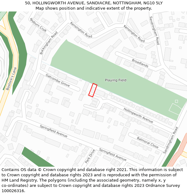 50, HOLLINGWORTH AVENUE, SANDIACRE, NOTTINGHAM, NG10 5LY: Location map and indicative extent of plot