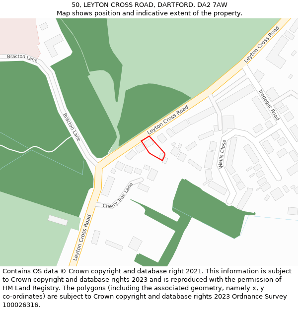 50, LEYTON CROSS ROAD, DARTFORD, DA2 7AW: Location map and indicative extent of plot