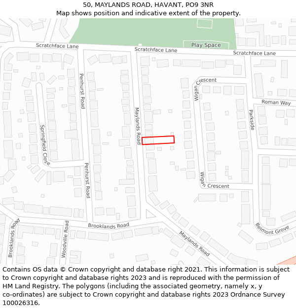 50, MAYLANDS ROAD, HAVANT, PO9 3NR: Location map and indicative extent of plot