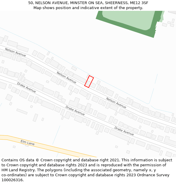 50, NELSON AVENUE, MINSTER ON SEA, SHEERNESS, ME12 3SF: Location map and indicative extent of plot