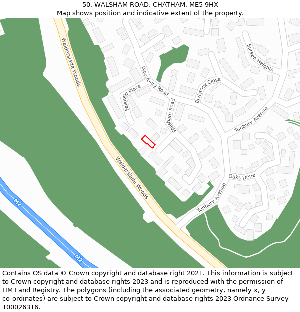 50, WALSHAM ROAD, CHATHAM, ME5 9HX: Location map and indicative extent of plot