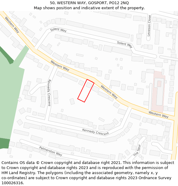 50, WESTERN WAY, GOSPORT, PO12 2NQ: Location map and indicative extent of plot