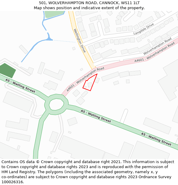 501, WOLVERHAMPTON ROAD, CANNOCK, WS11 1LT: Location map and indicative extent of plot