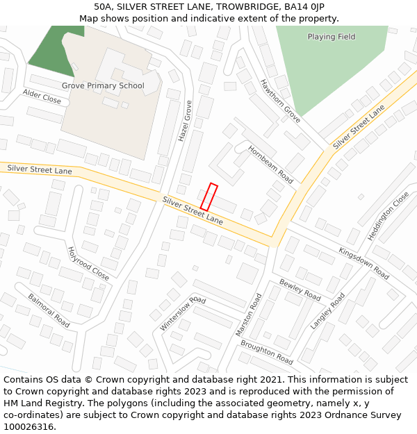 50A, SILVER STREET LANE, TROWBRIDGE, BA14 0JP: Location map and indicative extent of plot