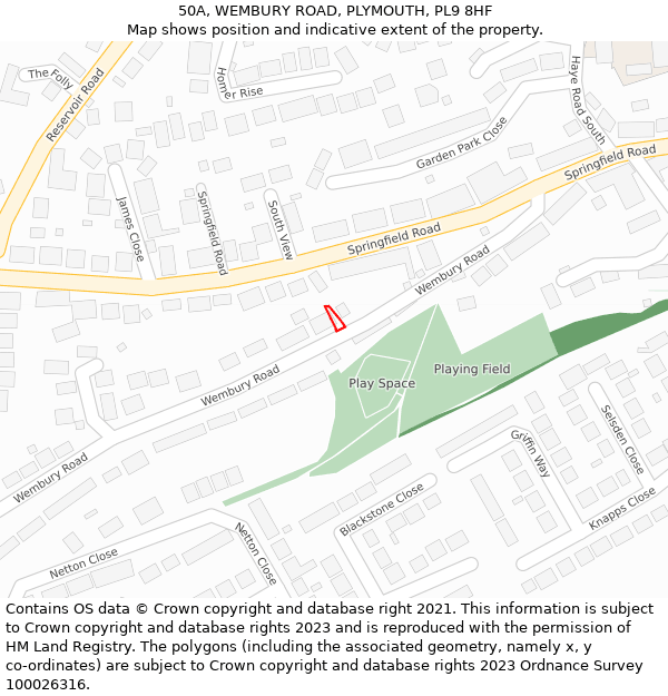 50A, WEMBURY ROAD, PLYMOUTH, PL9 8HF: Location map and indicative extent of plot