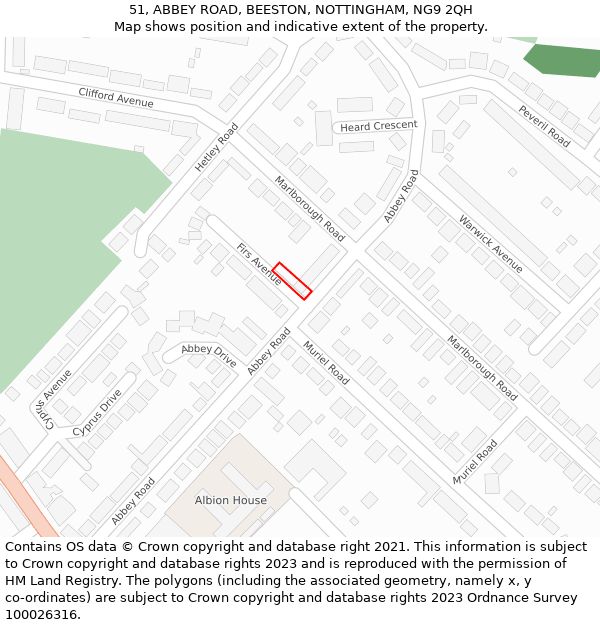 51, ABBEY ROAD, BEESTON, NOTTINGHAM, NG9 2QH: Location map and indicative extent of plot