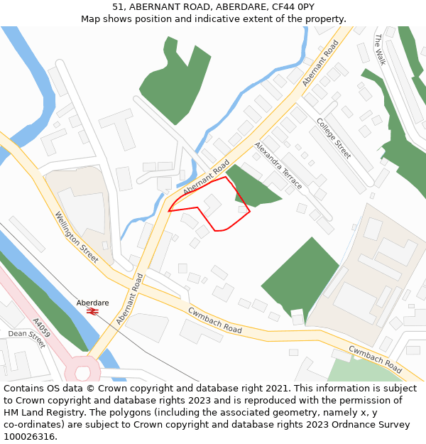 51, ABERNANT ROAD, ABERDARE, CF44 0PY: Location map and indicative extent of plot