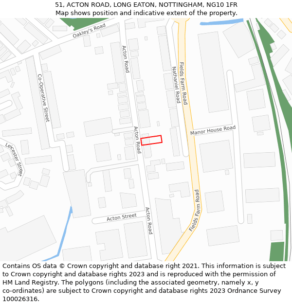 51, ACTON ROAD, LONG EATON, NOTTINGHAM, NG10 1FR: Location map and indicative extent of plot