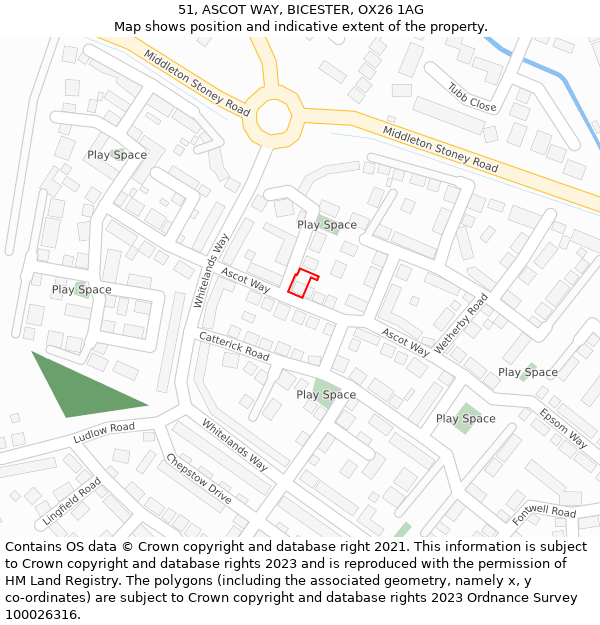 51, ASCOT WAY, BICESTER, OX26 1AG: Location map and indicative extent of plot