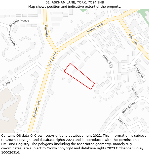 51, ASKHAM LANE, YORK, YO24 3HB: Location map and indicative extent of plot