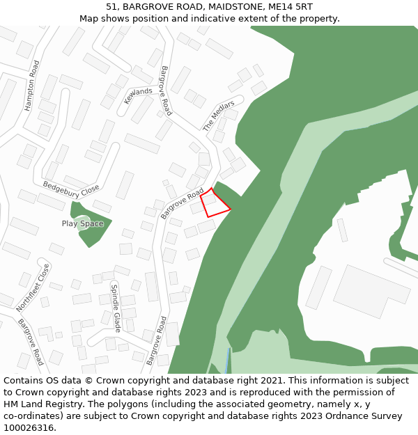 51, BARGROVE ROAD, MAIDSTONE, ME14 5RT: Location map and indicative extent of plot