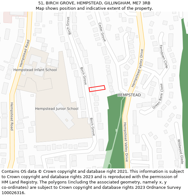 51, BIRCH GROVE, HEMPSTEAD, GILLINGHAM, ME7 3RB: Location map and indicative extent of plot