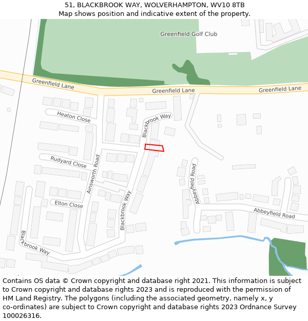 51, BLACKBROOK WAY, WOLVERHAMPTON, WV10 8TB: Location map and indicative extent of plot