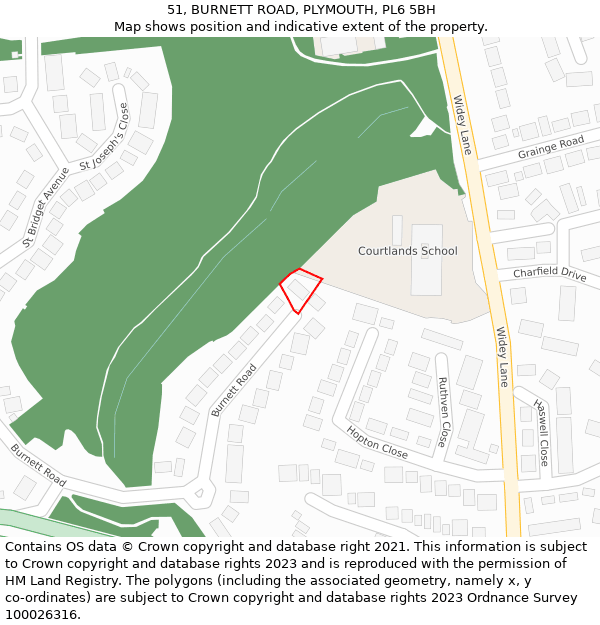 51, BURNETT ROAD, PLYMOUTH, PL6 5BH: Location map and indicative extent of plot