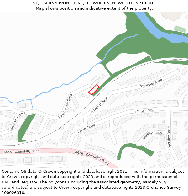 51, CAERNARVON DRIVE, RHIWDERIN, NEWPORT, NP10 8QT: Location map and indicative extent of plot