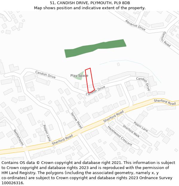 51, CANDISH DRIVE, PLYMOUTH, PL9 8DB: Location map and indicative extent of plot