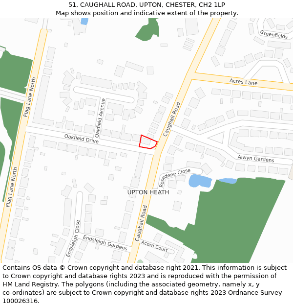 51, CAUGHALL ROAD, UPTON, CHESTER, CH2 1LP: Location map and indicative extent of plot