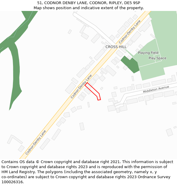 51, CODNOR DENBY LANE, CODNOR, RIPLEY, DE5 9SP: Location map and indicative extent of plot